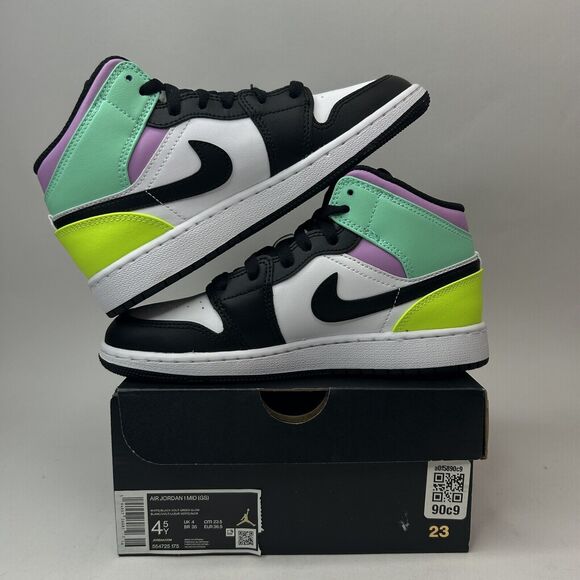 Nike Air Jordan 1 Mid GS “Pastel/Volt Green Glow” 2023 - Picture 3 of 5